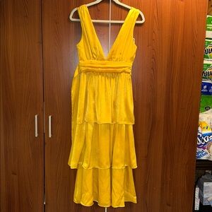 Lulu's Mustard Yellow Midi Dress